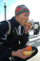 Some individuals arrived well before the rest of their teams, and had to eat fruit all by themselvess